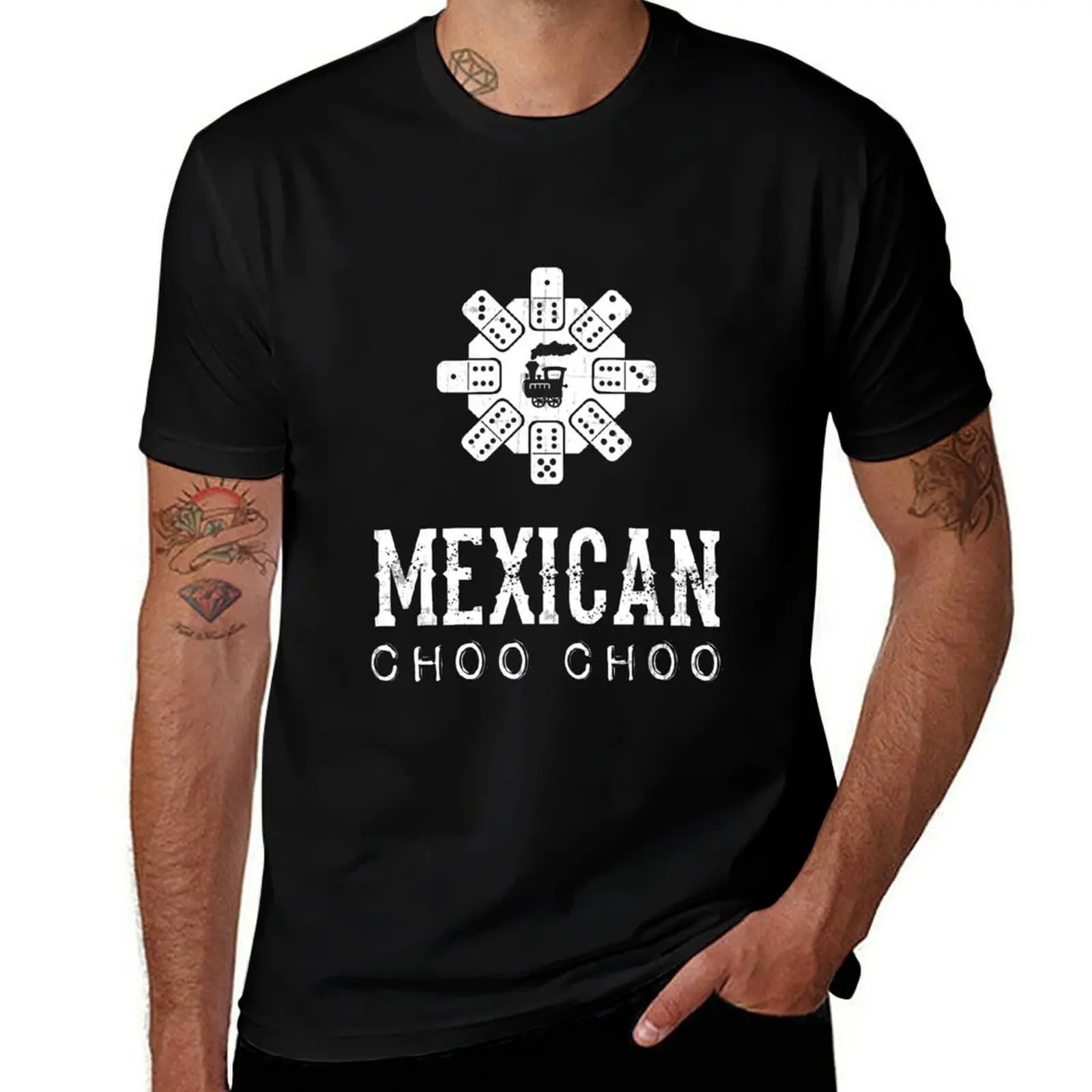Футболка Mexican Train Choo Choo Mexican Dominoes, футболка большого размера с короткими рукавами для мужчин