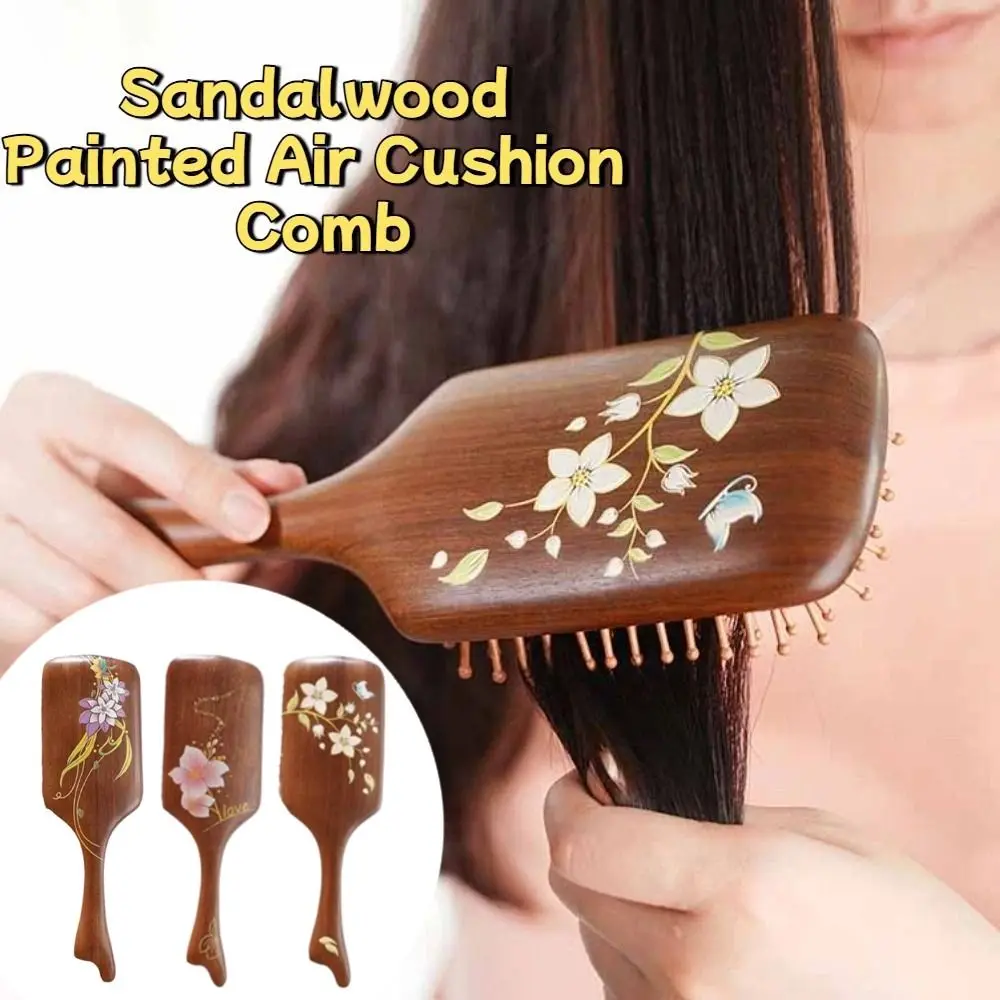 

Portable Sandalwood Hair Comb Anti Static Scalp Air Cushion Comb Head Blood Circulation Relieve Air Bag Massage Comb Curly Hair