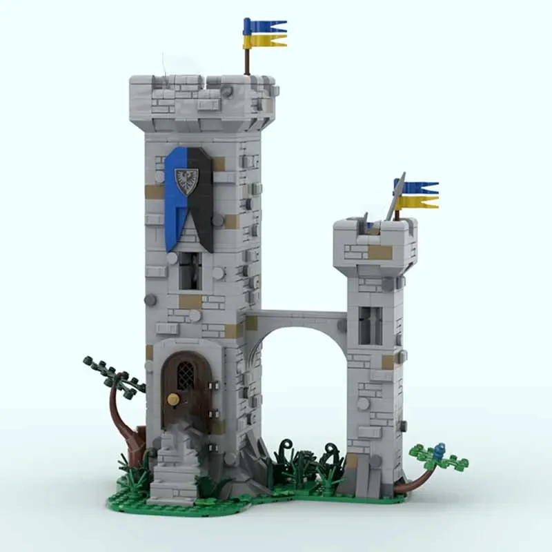 Medieval Castle Model MOC Building Bricks Black Hawk Defense Tower Modular Technology Gifts Holiday Assemble Children Toys Suit