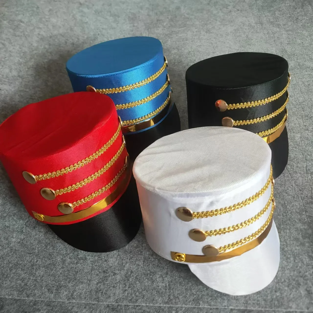 어린이 십대 드럼 마칭 모자 할로윈 가장 무도회 코스프레 쇼 Majorette 마스터 군인 밴드 모자 케이프 의상 액세서리