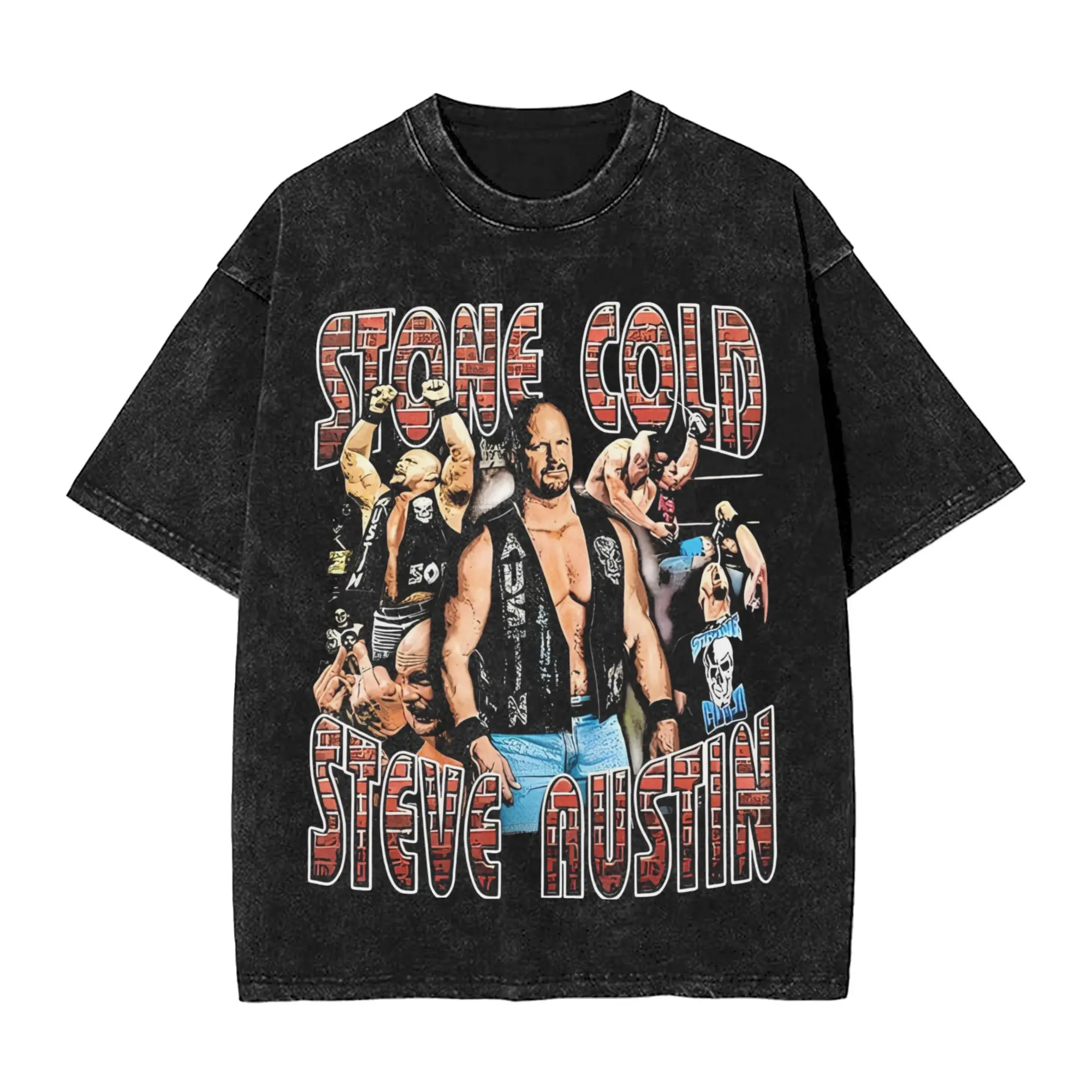 

Футболки Stones Colds Steve Austin Wrestling Wrestler, хлопковые футболки большого размера из стираного хлопка для мужчин и женщин, уличная одежда, футболки
