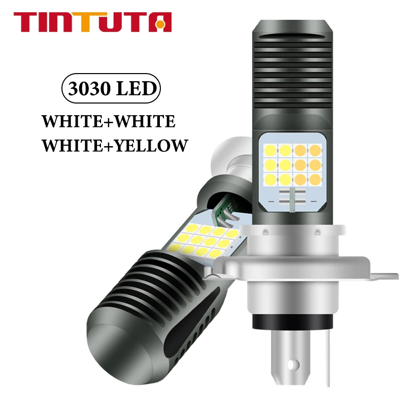 

1pcs Daul Color H4 LED Headlights P15d LED Bulb BA20d LED Spotlight for Motorcycle 3030 24SMD CANBUS Moto Headlight Fog Lamp