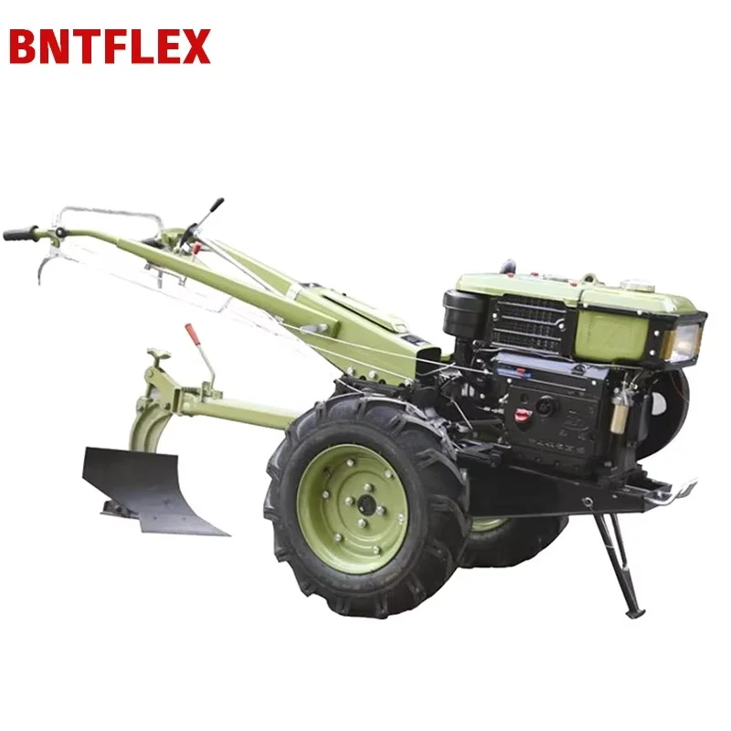 20Hp Complete Sets Agriculture Diesel Walk-Behind Tractor Rotary Tiller Flip Plough Maize Corn Planter-Rubber Making Machinery
