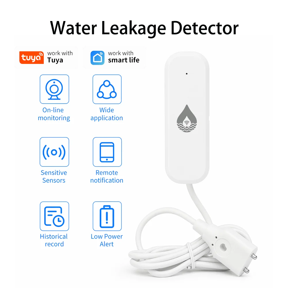 YFK WiFi/Zigbee Water Leakage Alarm Sensor Tuya Smart Devices Water Level Monitoring Low Power Alert Intelligent Home Security
