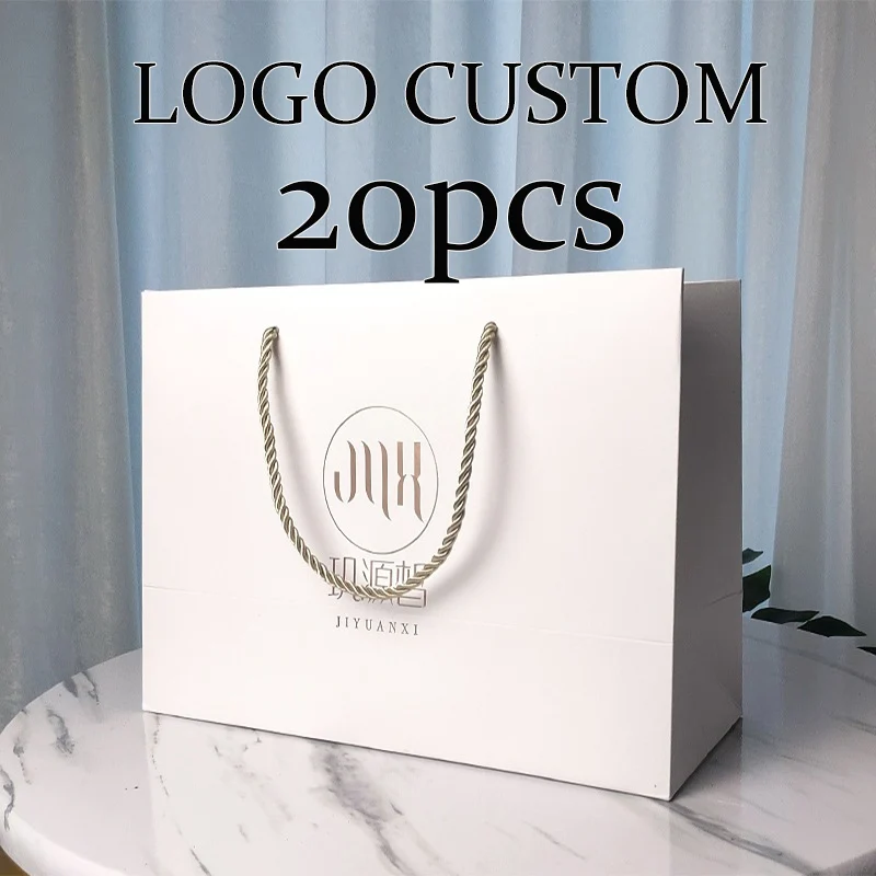 

Large Gift Bag With Handles 20Pcs Gift Paper Bags Multiple Bag Customize Your Brand Logo 32x28x11cm Big Handle Bag