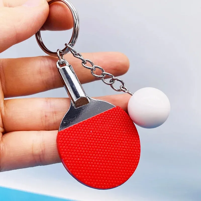 Cute Ping Pong Racket Pendants Keychain Souvenir Table Tennis Ball Keyrings Ball Sports Fans Key Ring Gift Ornament Accessories