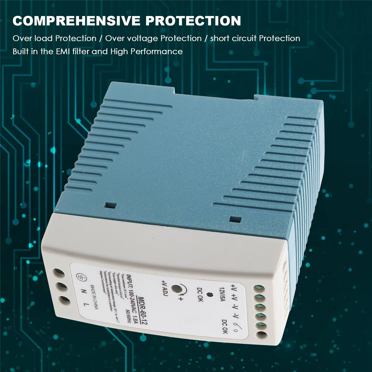 نشط MDR-60 12 فولت 60 واط الدين السكك الحديدية امدادات الطاقة التيار المتناوب تيار مستمر سائق الجهد المنظم إمدادات الطاقة 110 فولت 220 فولت #6