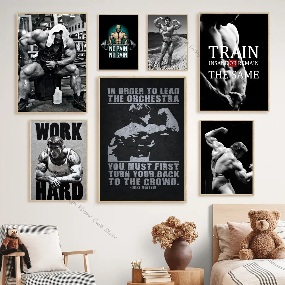 1pc No Pain No Gain Arnold Schwarzenegger Poster Good Quality Prints Vintage Room Home Cafe Decor Aesthetic Art Wall Painting