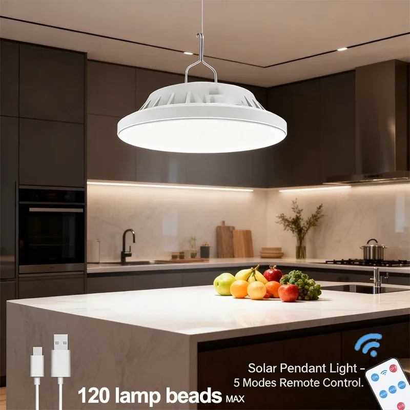 

Подвесной светильник для внутреннего использования на солнечной батарее с пультом дистанционного управления, перезаряжаемый светодиодный подвесной светильник и фонарь для кемпинга, люстра на 60 или 120 светодиодов для экстренной помощи