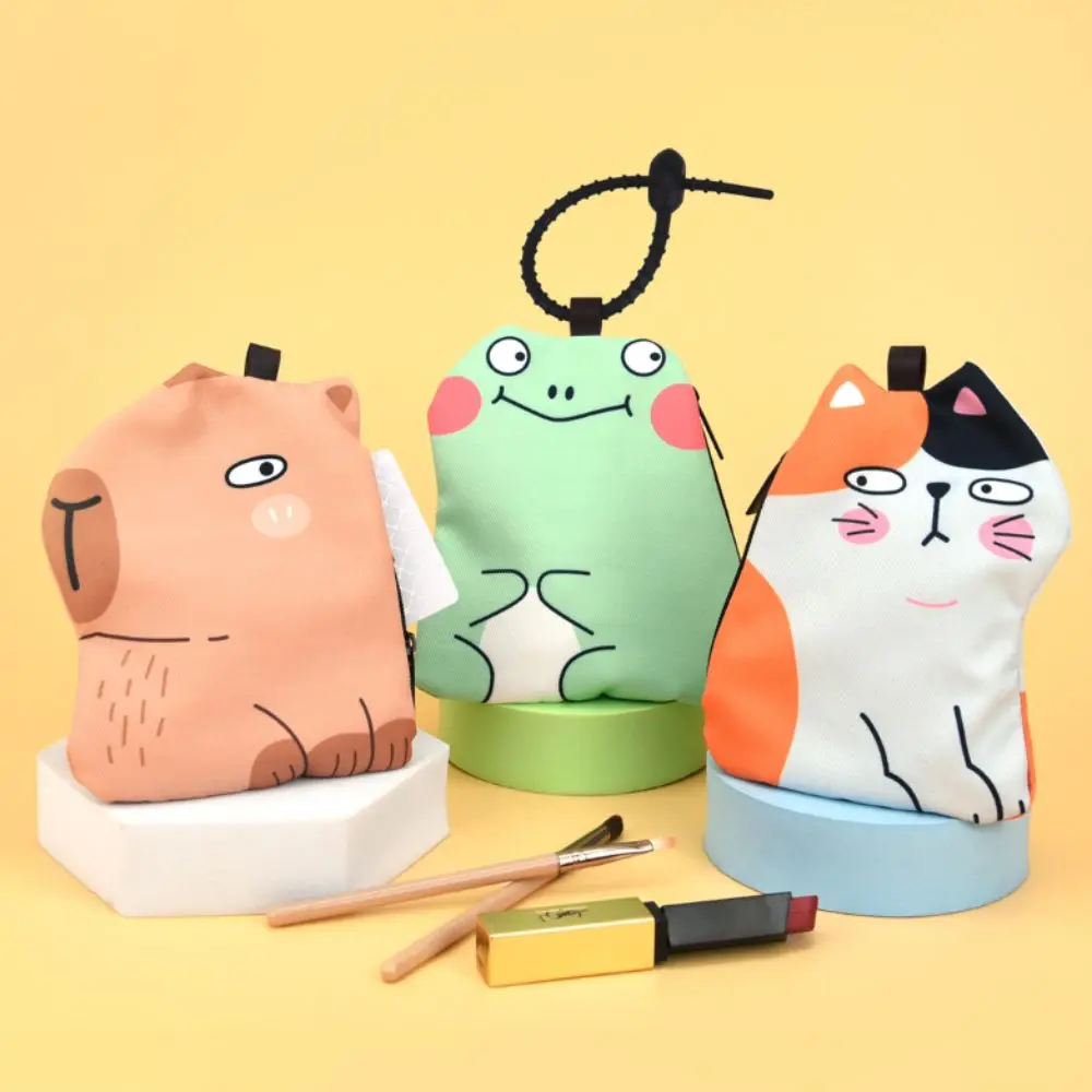 Cosmetic Organizer Single Layer Capybara Earphone Pouch Cat Frog Capybara Makeup Bag Cartoon Portable Cute Storage Bags Outdoor