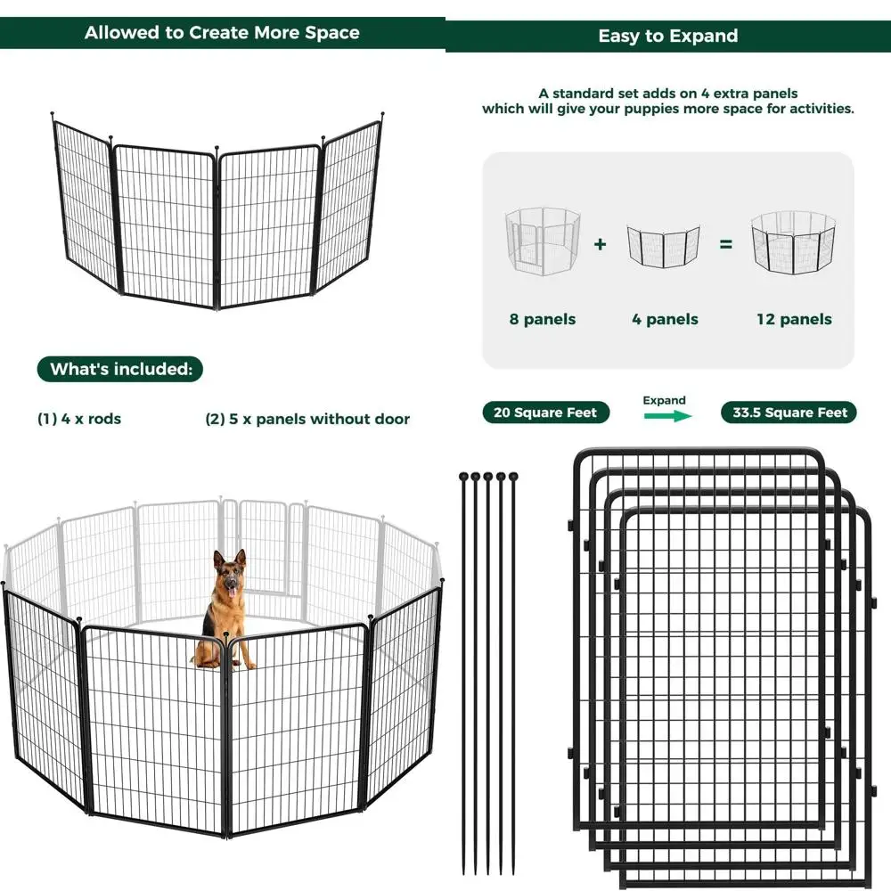 

45-дюймовый 4-секционный вольер для собак для дома, двора и кемпинга, подходит для крупных собак, черный
