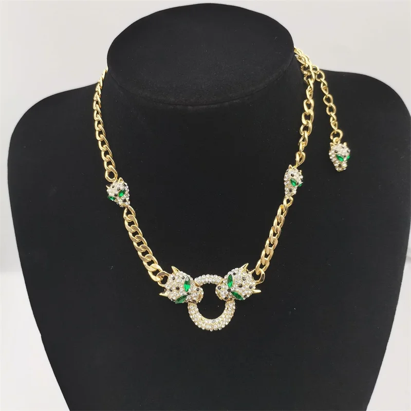 

Ожерелье с подвеской в стиле хип-хоп и двойной головой леопарда с кубической цепочкой в форме пантеры для мужчин и женщин, модные ювелирные изделия, дропшиппинг