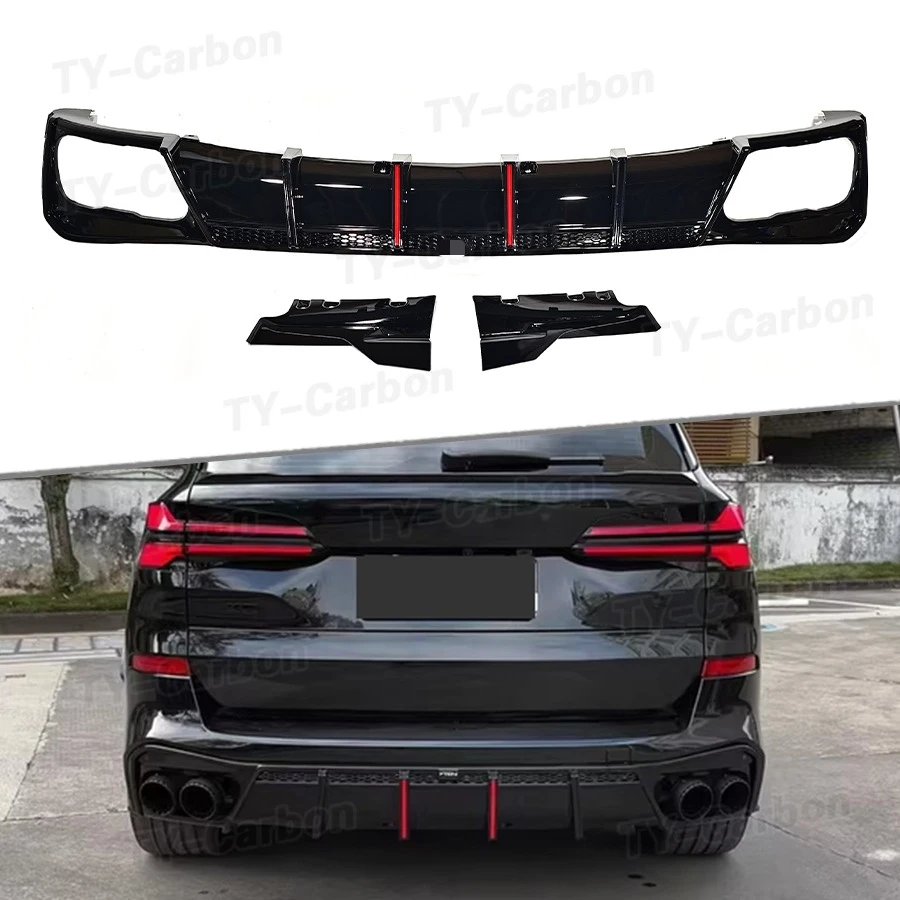 

PP Bright Black VTEN Rear Bumper Diffuser Side Splitter With Light Diffuser For BMW X5 G05 LCI M Sport 2019-2025 30d 40i M50i