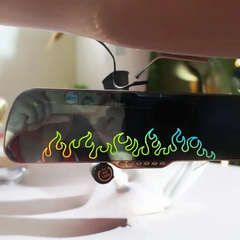 1PCS Flame Decal Sticker For Car, Laptop, Dashboard, Mirror - Gift, Mirror Decoration | Vibrant Flame Design
