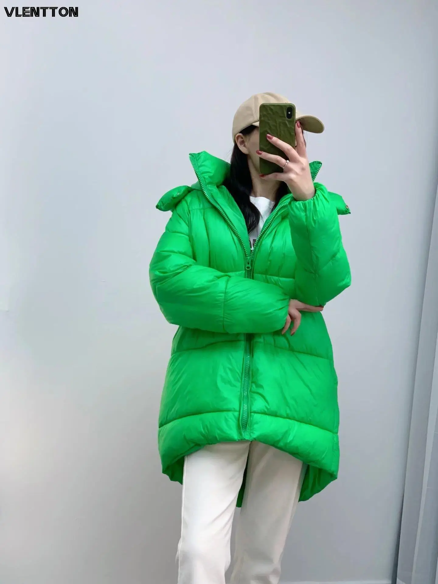 2024 Winter Women's Parkas Coat Warm Thick Jacket Green Long Coat Khaki Long Jacket Hooded Outwear Ladies Hoody Overcoat