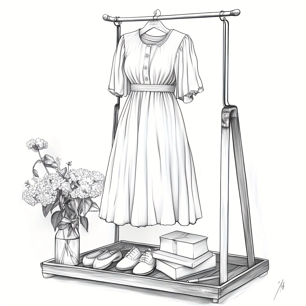 Buku Mewarnai 28 Halaman Pakaian Wanita Impian untuk Mengurangi Stres Dewasa |   Buku Mewarnai untuk Mengurangi Stres dan Mengatasi Suasana Hati