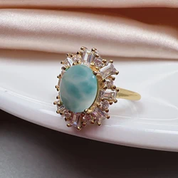 huayi luxury zircon Face Larimar Ring 18k gold Plated Fashion Jewelry Unisex Hip Hop Jewellery