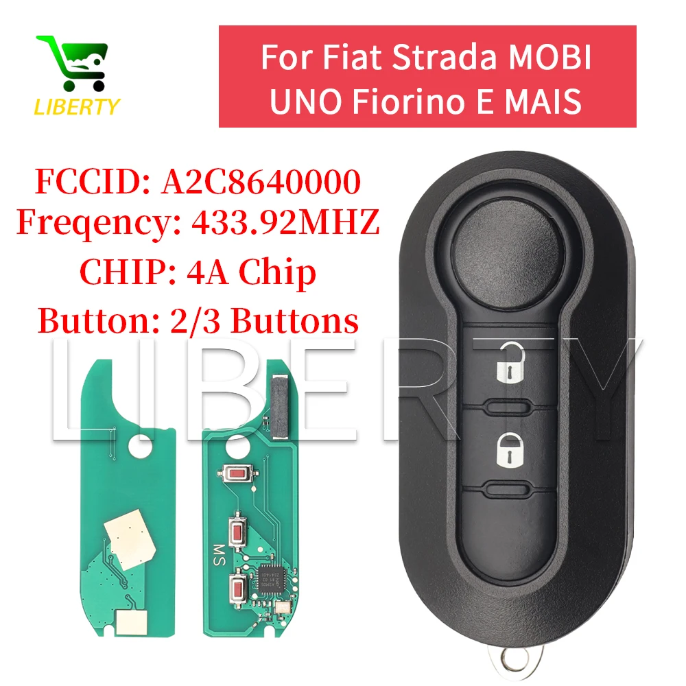 

Liberty 2/3Button Flip Remote Key HITAG AES 4A Chip 433Mhz A2C86460000 Fob For Fiat Strada MOBI UNO Fiorino E MAIS SIP22 Blade