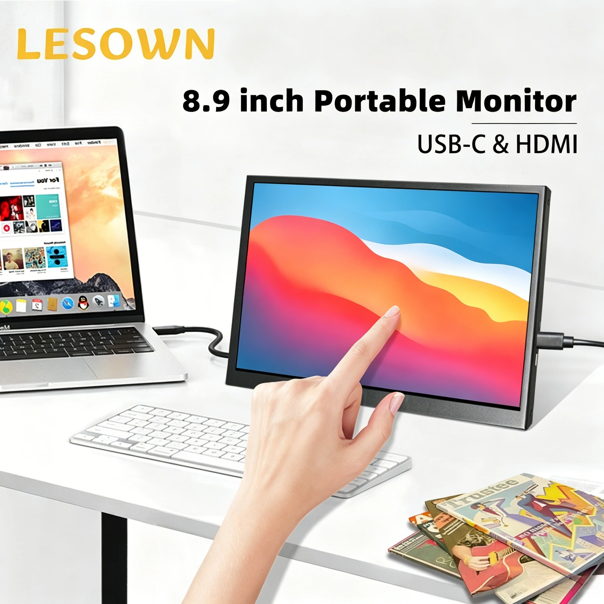 

LESOWN 8.9inch AIDA64 Sensor Panel 1920x1200 Aluminum PC Case Secondary Screen Type-C External Monitor for Desktop Mod