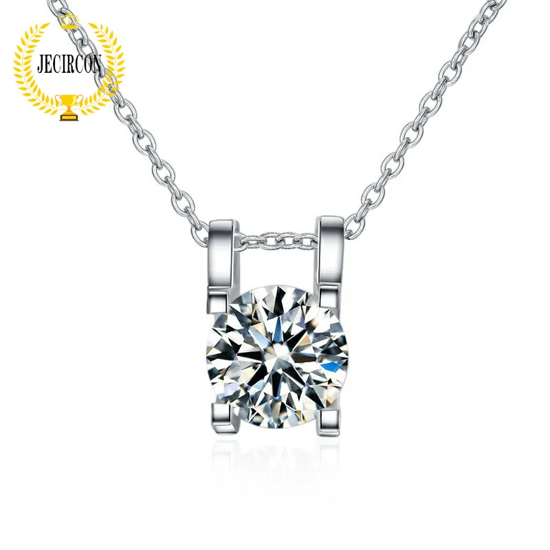 

JECIRCON 1/2ct Moissanite Necklace for Women 18k White Gold Trendy Clavicle Chain 925 Sterling Silver Summer Fresh pt950 Jewelry