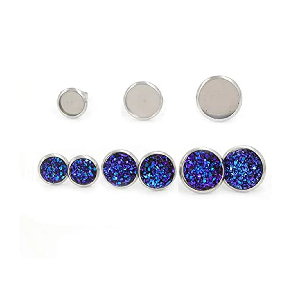 

80 Pcs Titanium Steel Earrings Cameo Base Blank Back Not Allergic Bezel Setting