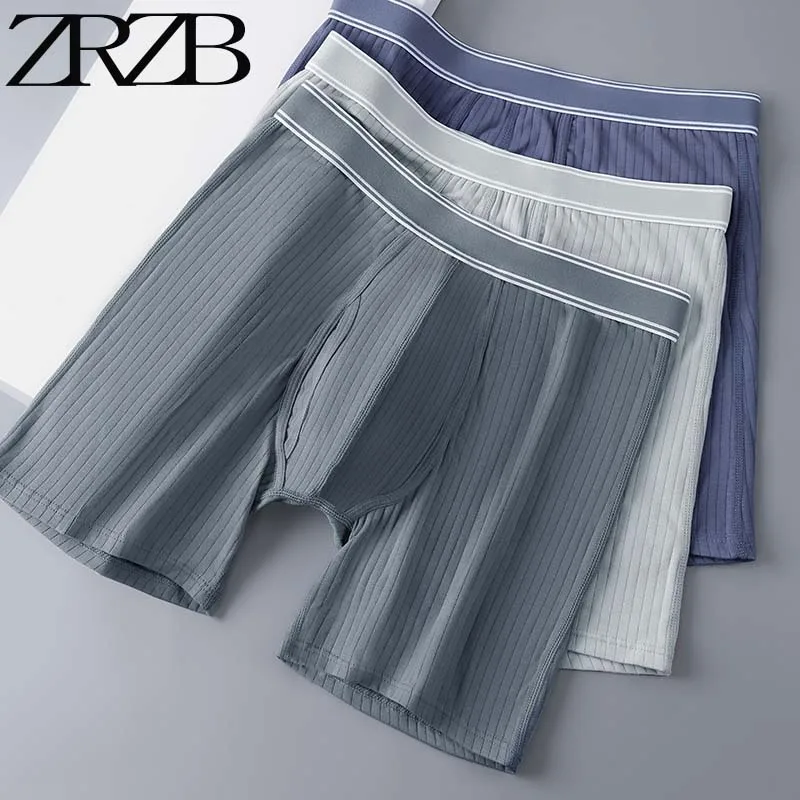 3pcs Set Men\'s Panties Pure Cotton Sexy Long Leg Boxer Shorts  Man Underwear Striped Fashion Male Boxershorts Man Briefs