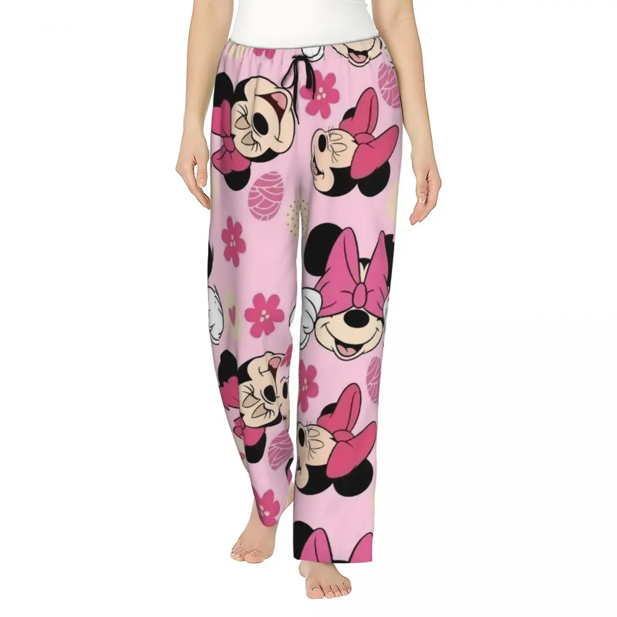 

Custom Print Women's Minnie Mickey Mouse Cartoon Animation Pajama Pants Sleepwear Sleep Lounge Bottoms with Pockets