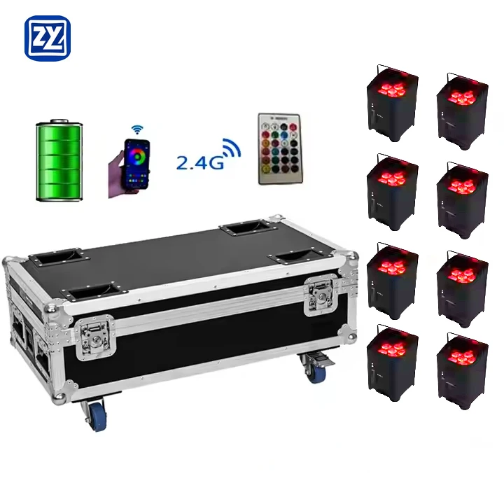 Wireless DMX Mobile Phone Controlled up Lights 6x18w RGBWAUV LED Battery Uplight Par Wash for Wedding Patty Club Garden