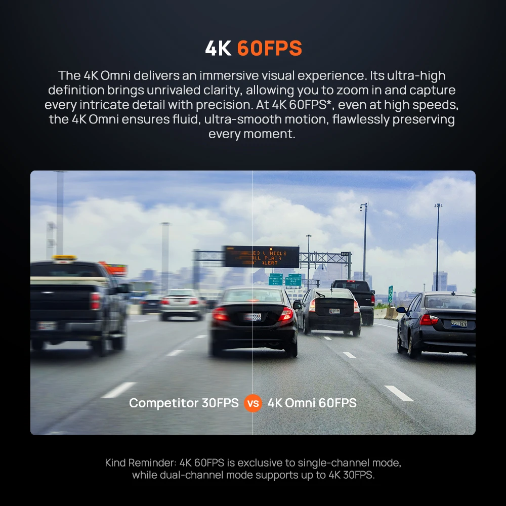 Global Version 70mai Dash Cam 4K Omni X800 360° Rotating Dual-Channel HDR Supported 4G Compatible Supercapacitor 70mai X800 Omni