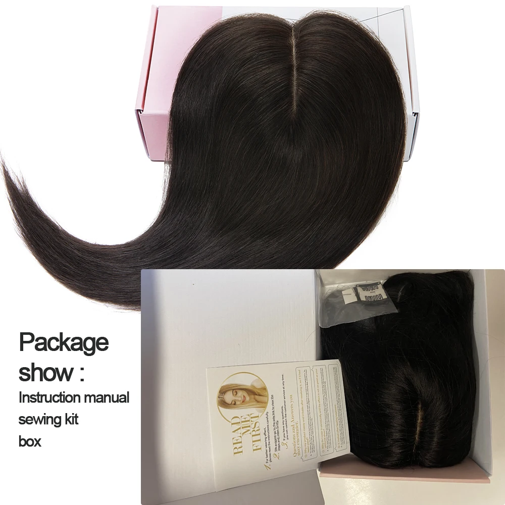 Sego 7x13cm Seiden basis Haar deckel für Frauen 100% Echthaar teile Perücken gerade Clips in Haar teilen hinzufügen Deckung volumen – Detail 4