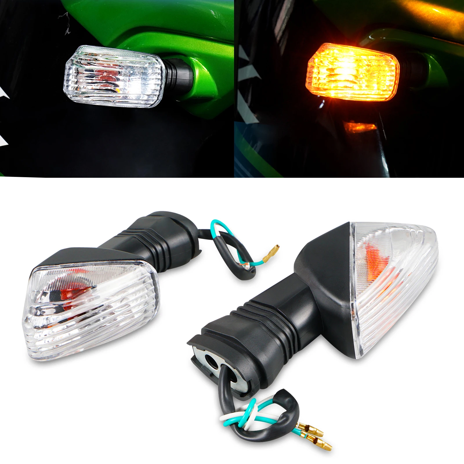 

Front Rear Turn Signal Indicator Lamp For KAWASAKI NINJA ZX-6R Z750S 05-06 ZX-6RR 03-06 KLE500 05-07 KLE650 VERSYS 07-08 KLR 650