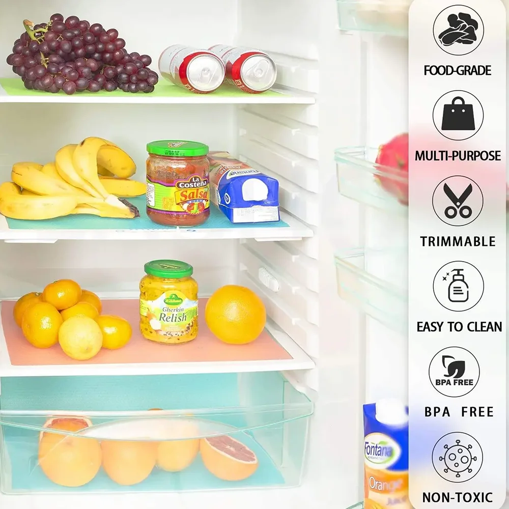 4pcs Refrigerator Liners, MayNest Washable Mats Covers Pads, Home Kitchen Gadgets Accessories Organization for Top Freezer Glass