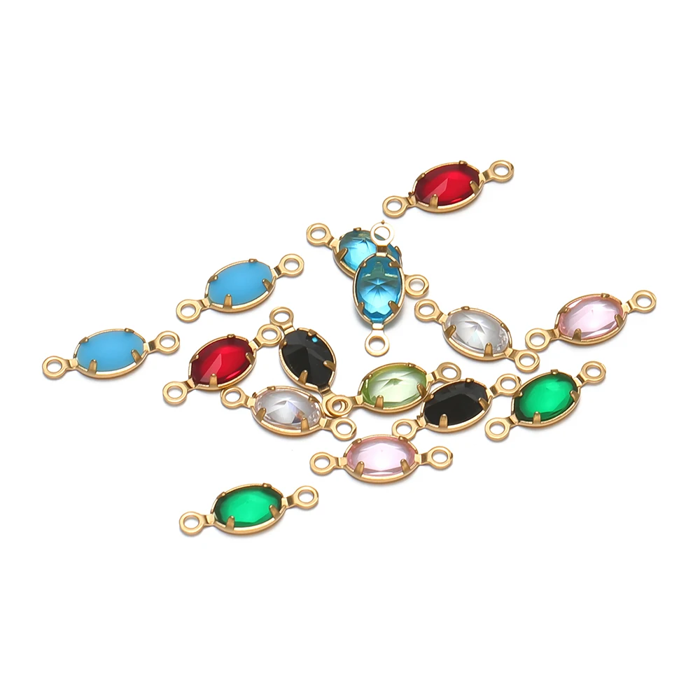 20 Stück Edelstahl Mehrfarbige Kristallglas-Anhänger Halsketten-Charms für DIY Trendige Schmuckherstellung Ohrringe Armband Zubehör – Detail 2