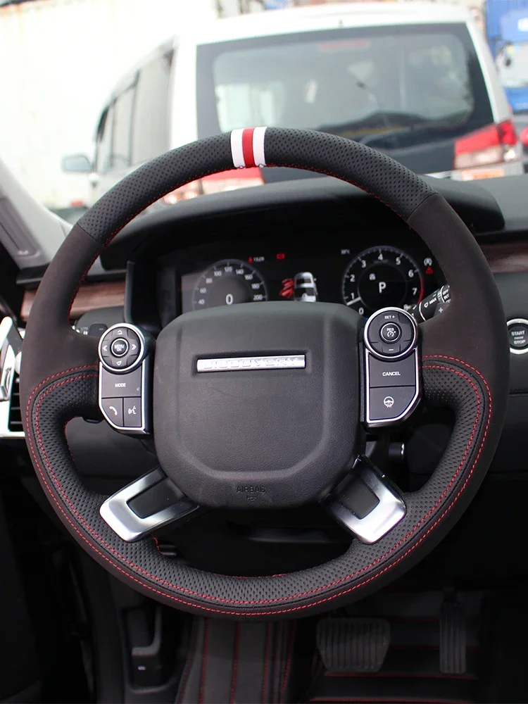 

Сшитый вручную кожаный замшевый чехол на руль автомобиля для Land Rover Range Rover Discovery 5 Discovery 4 Freelander 2