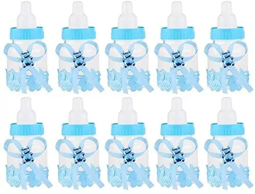 12pcs Candy Bottle Feeder Style for Baby Shower Favors Fillable Mini Bottle Candy Gift for Boy Girl Newborn Baptism Birthday