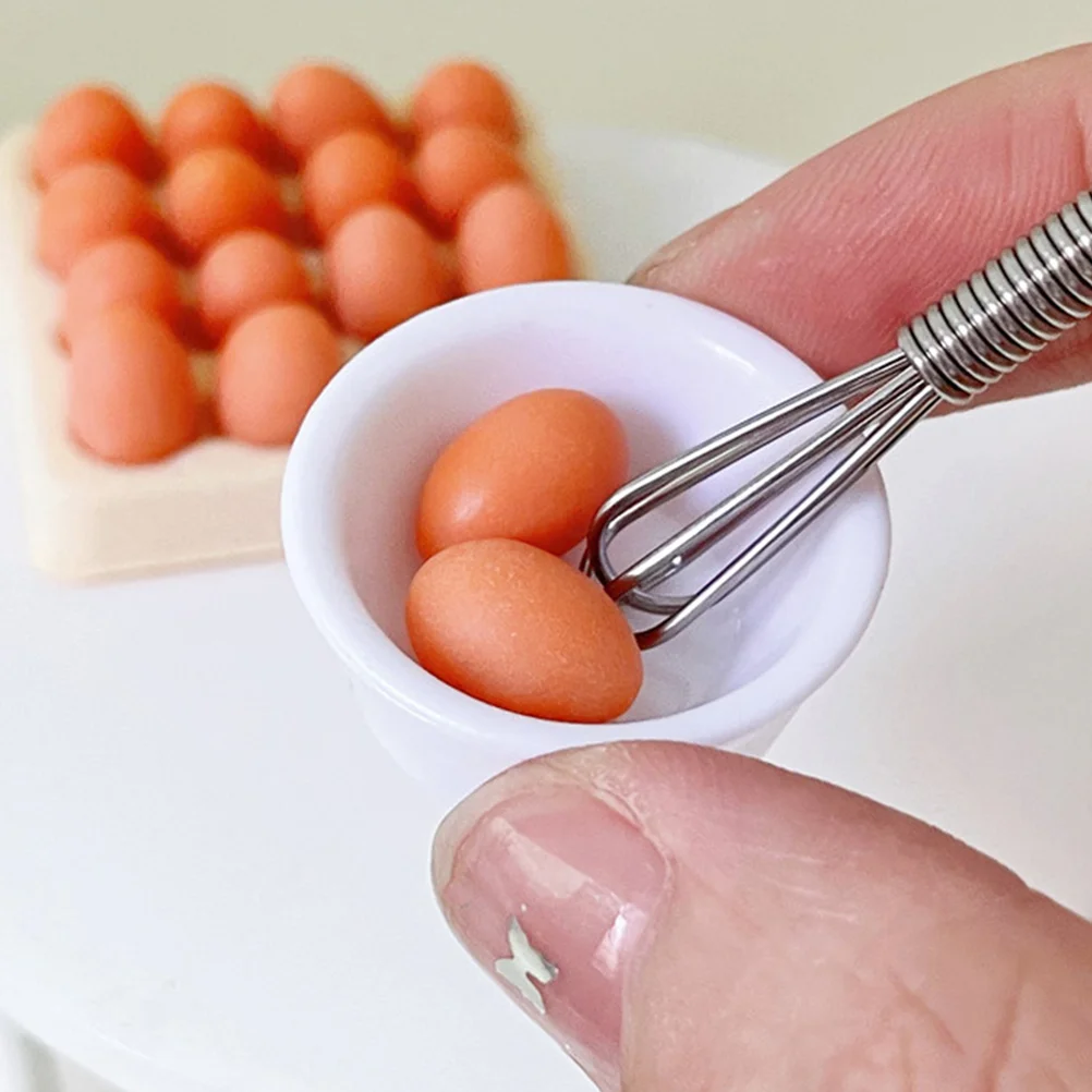 

Dollhouse Miniature Eggbeater Simulation Kitchen Scene Accessory Adornment Supplies Bowl Whisk Models Egg- Toy