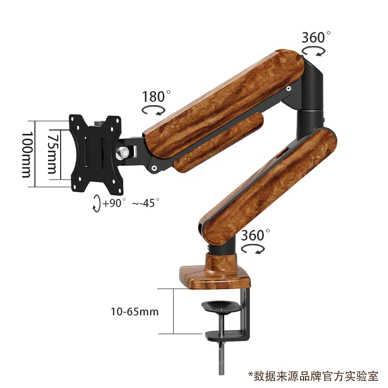 Sturdy Wooden Texture Gas Spring Monitor Arm for 17-35