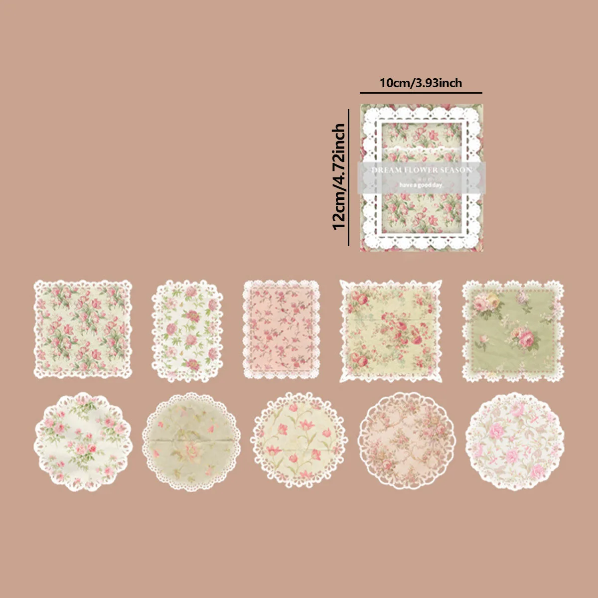20pcs French vintage floral lace hollow border decorative diary material paper image 2
