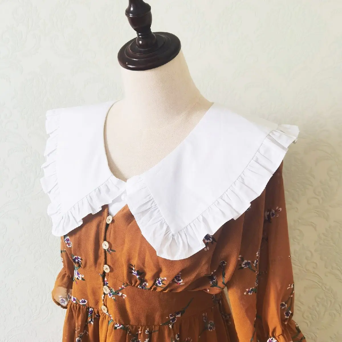 

Женская одежда из чистого хлопка с большим V-образным вырезом, имитацией воротника, чисто белым кружевом и воротником-куклой в ретро-стиле с V-образными воротниками