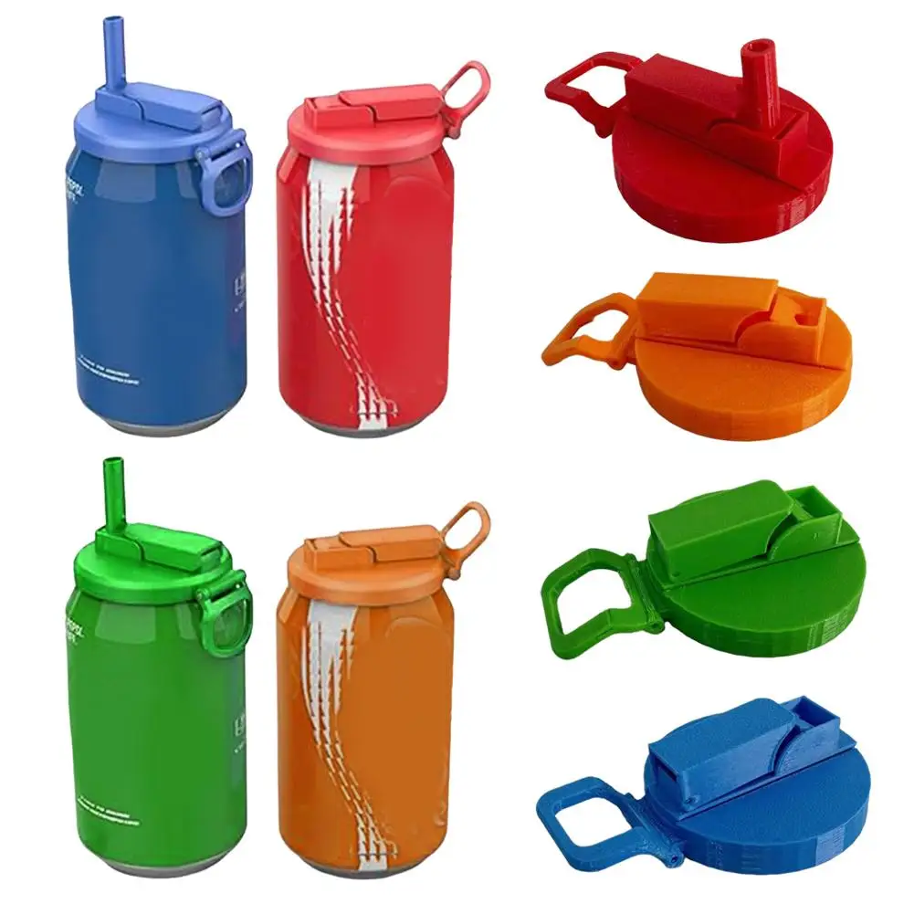 NEW High-end 4 Colors Soda Can Lid Reusable Bpa-free Soda Covers For Standard Cans Tight Seal Lid Straw Cap Set For Outdoor