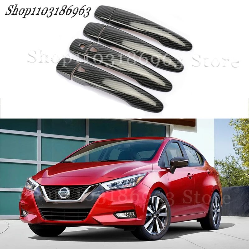 

Gloss Black Door Handle Cover Sticker Trim For Nissan Versa Tiida 2019-2021 car Sticker Car-Styling Accessories Cover