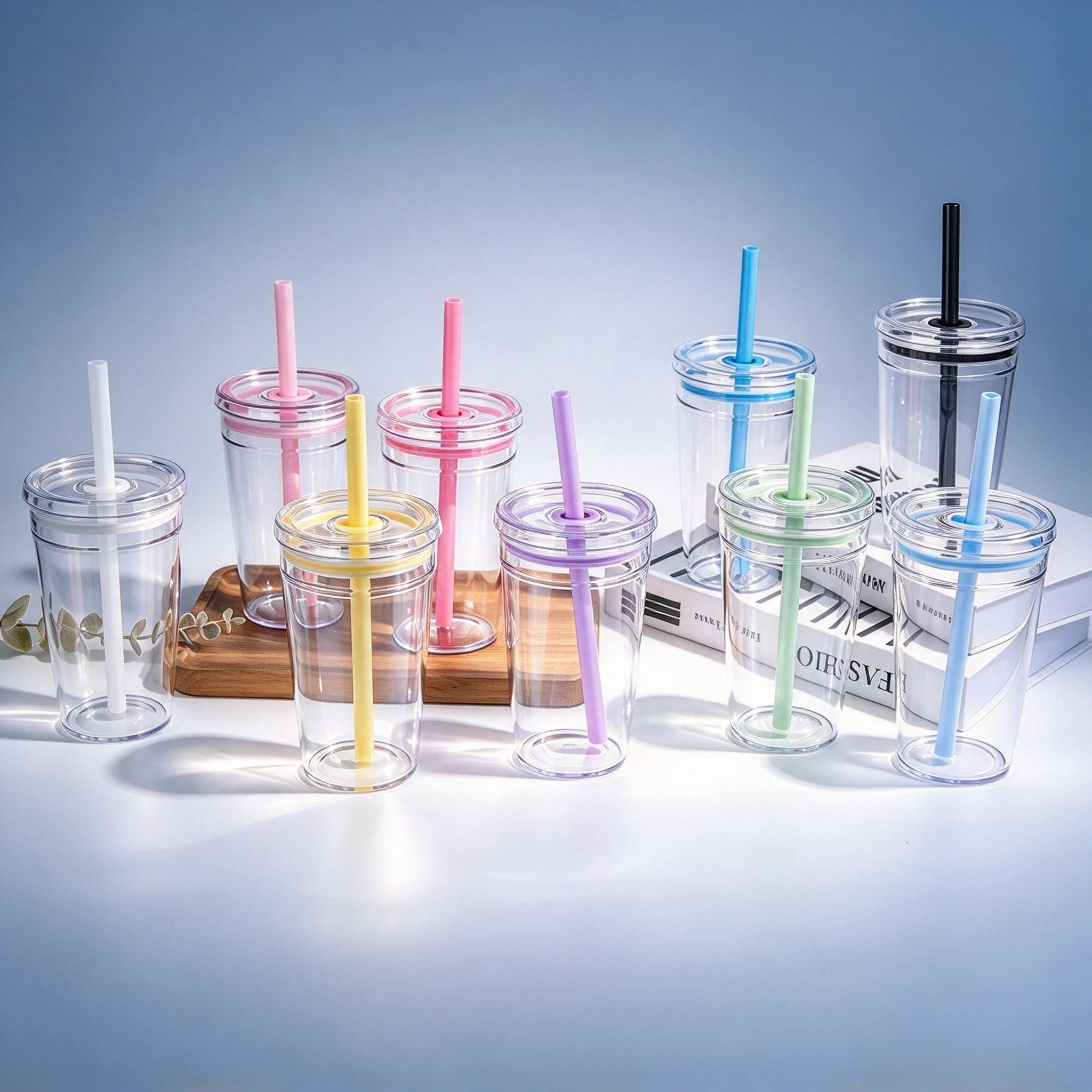 Transparent Straight Cold Drink Straw Mug Coffee Breakfast Cup Milk Tea Tumbler Office Drinking Cup Daily Use