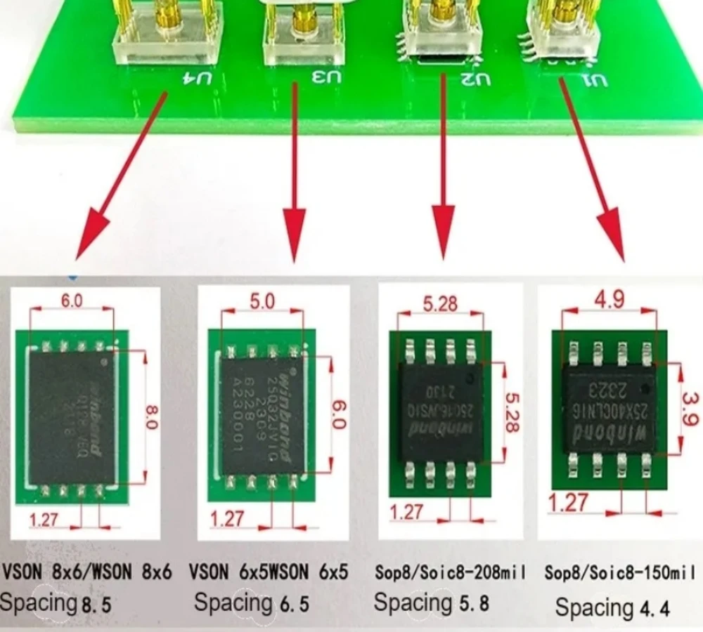 4pcs for Sop8 wson chip download burn write probe spring needle flash eeprom chip burner cable Sop8 wson