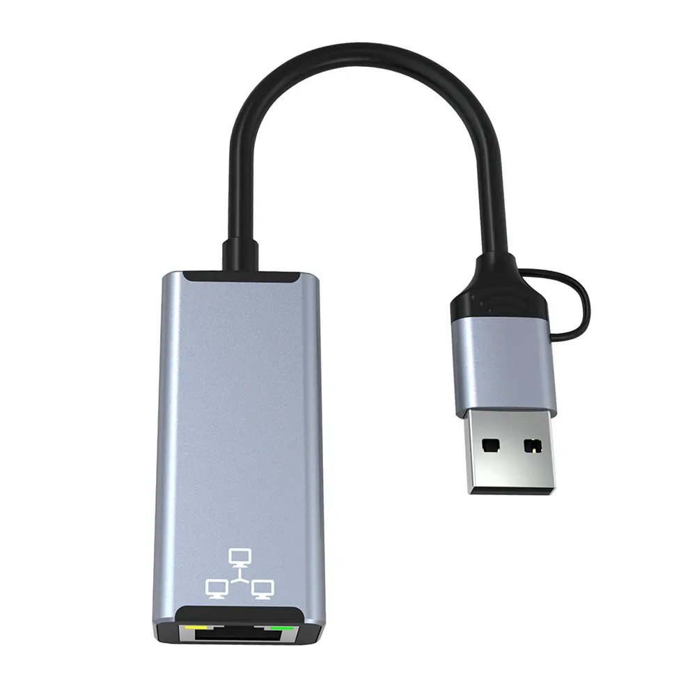 External Ethernet AdapterDrive Converter Smartphone Type-C/USB To RJ45 Aluminum Alloy Lan Network Lightweight 1000Mbps