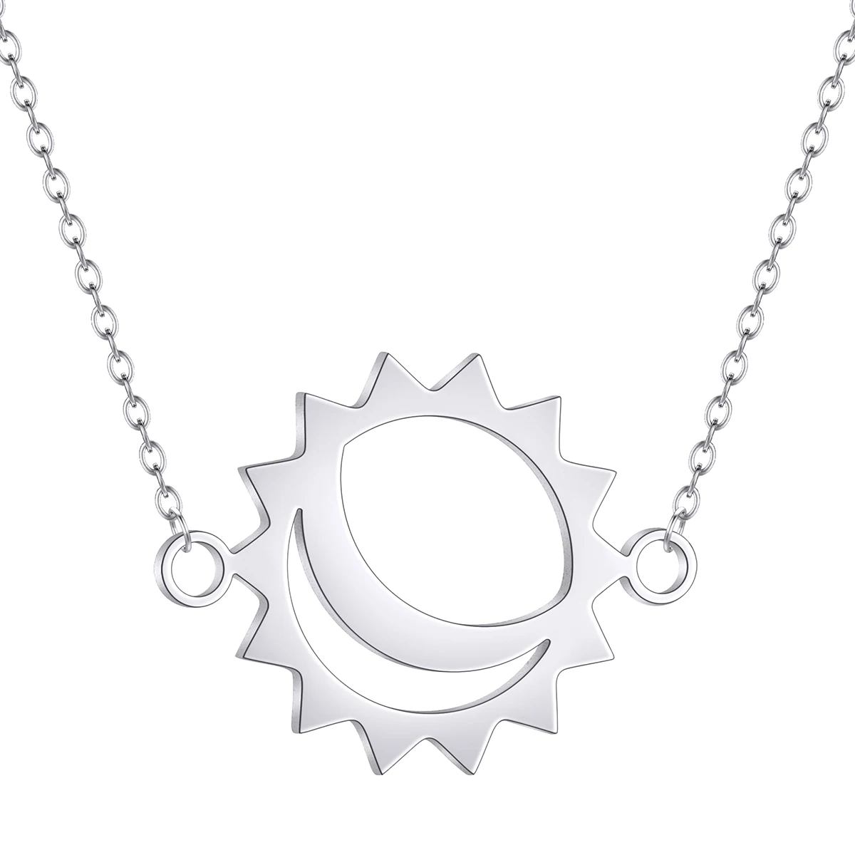 كينيتيال قلادة من الفولاذ المقاوم للصدأ أفضل دائرة غير النظامية الشمس القمر قلادة القلائد للنساء هدايا مجوهرات #3