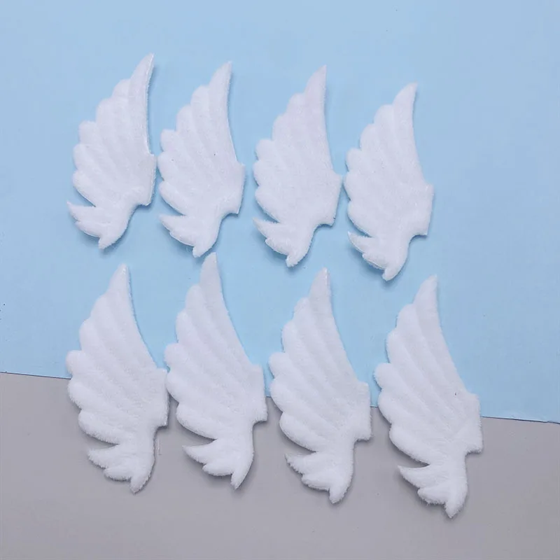 40 Stück, 7 x 3 cm, weiße, doppellagige Filz-Engelsflügel-Applikationen zum Aufnähen, geeignet für Kinder-Haarreifen, Haarspangen, Accessoires, Hüte und als Dekorationsaufnäher. – Detail 6