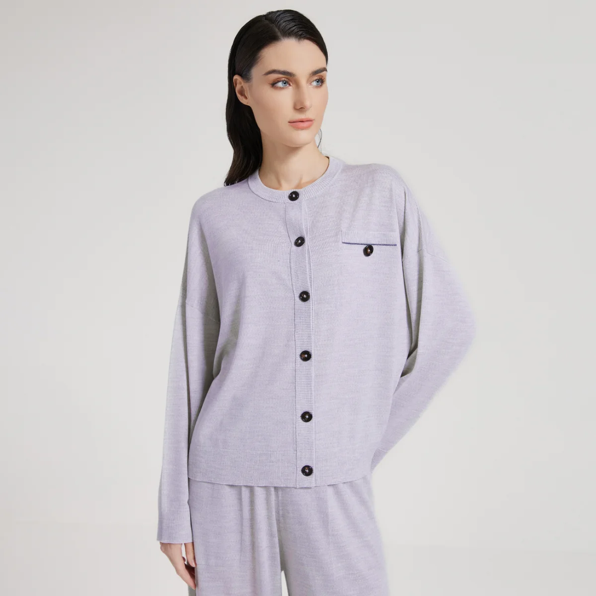 

Pop BC1135 Высококачественный роскошный женский весенний вязаный кардиган с длинными рукавами 30% шелк, 70% шерсть, свитер