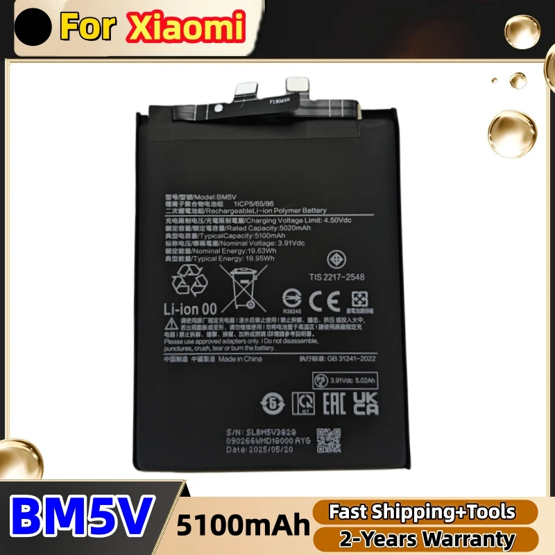 Brand New High Quality BM5V 5100mAh Battery For Xiaomi Poco X6 (5G) / Redmi Note 13 Pro 5G Phone Batteries Fast Shipping+Tools
