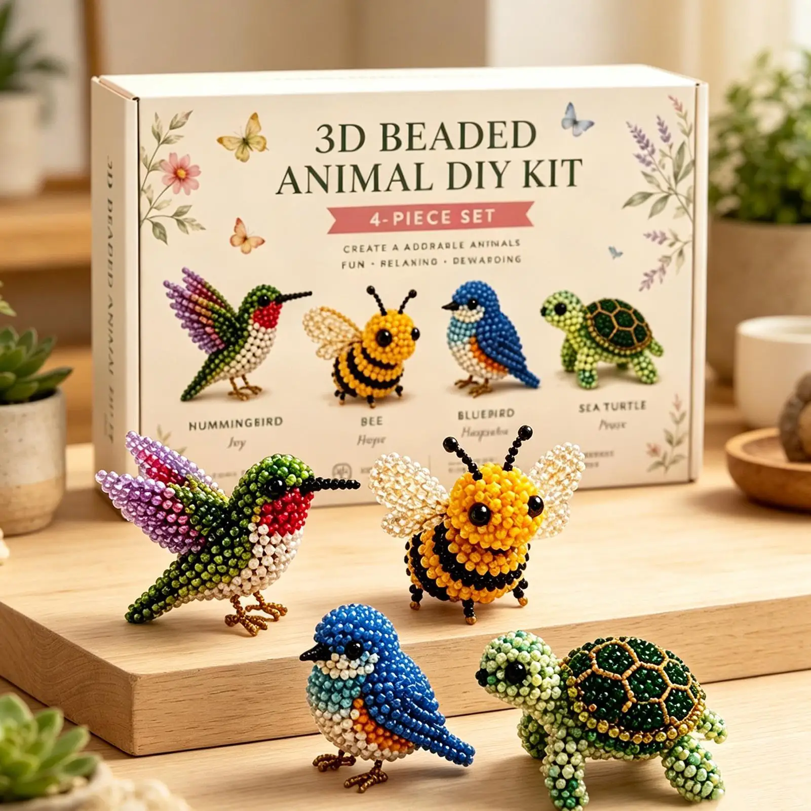 

Beaded Animal Kit 3D Cute Funny with Instructions Handmade Bead Art Kit for Family Friends Professionals Craft Enthusiasts