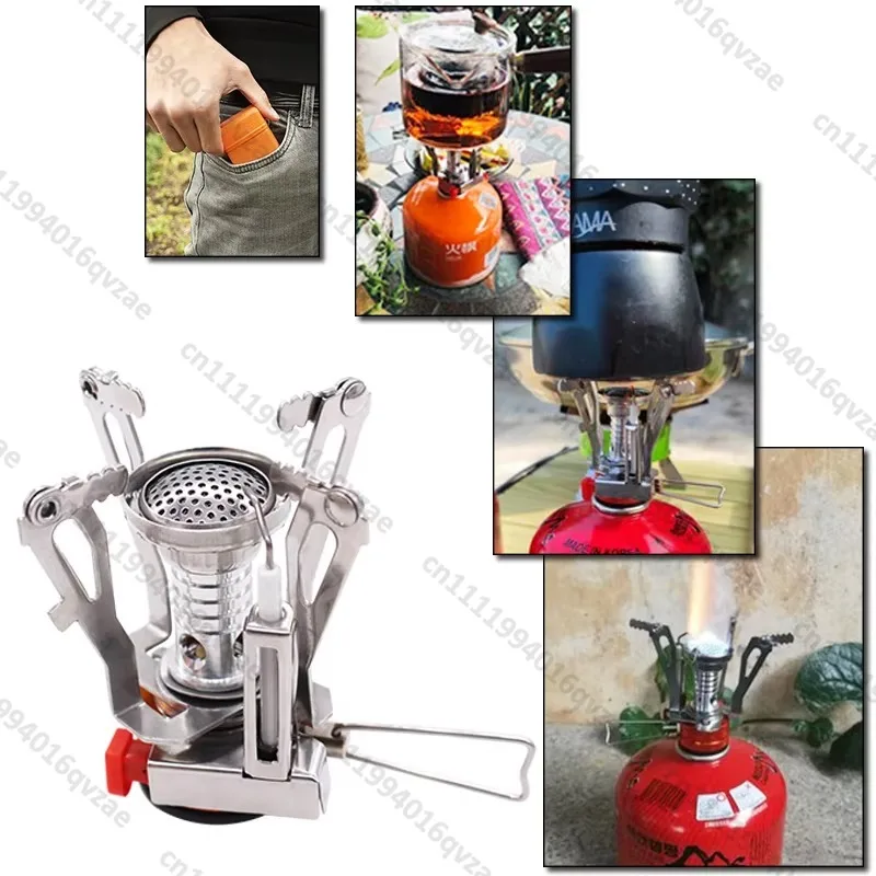 Piezoelectric Ignition of Lightweight Aluminum Pocket Gas Cooker for Outdoor Camping and Backpacking